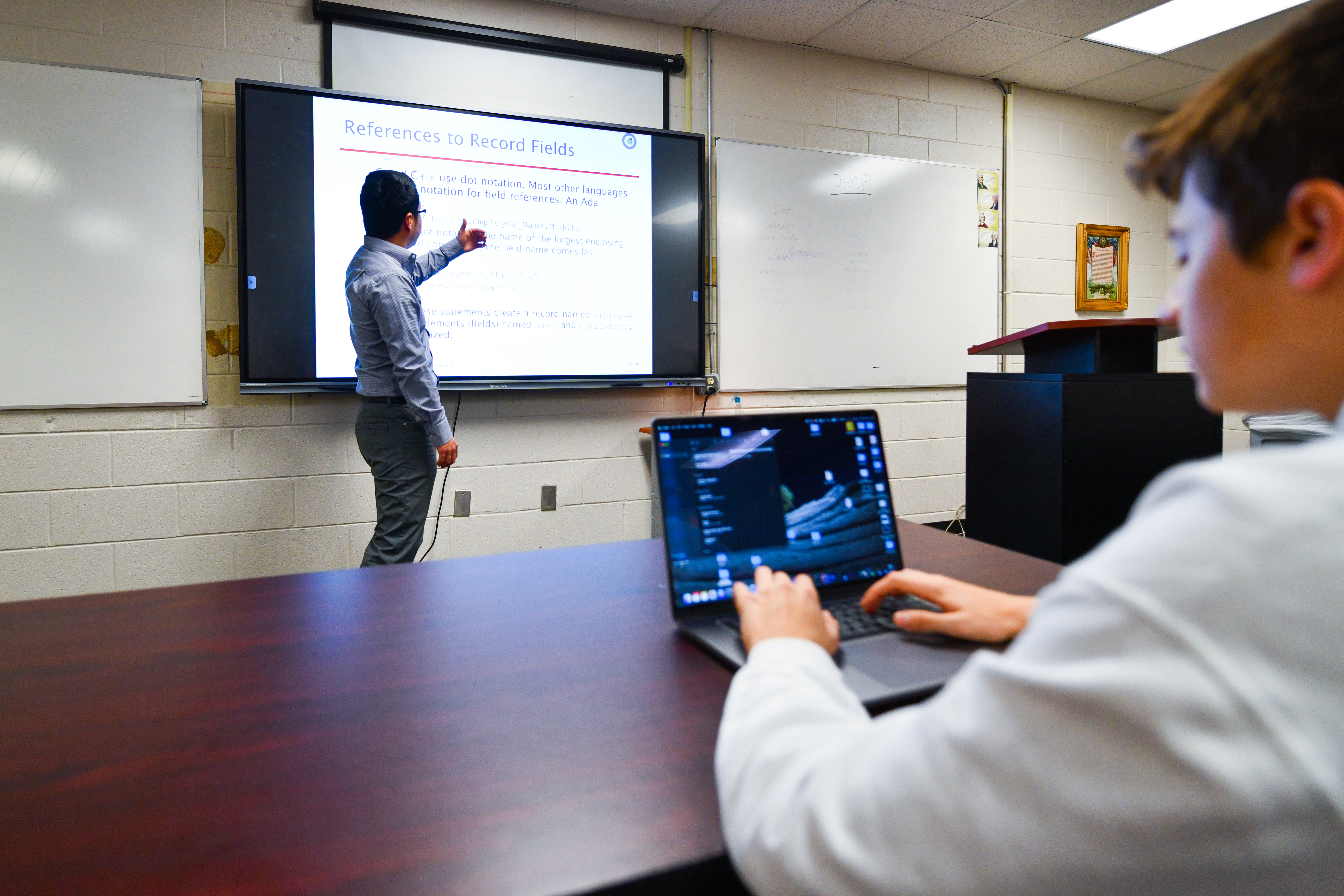 Students in computer science class