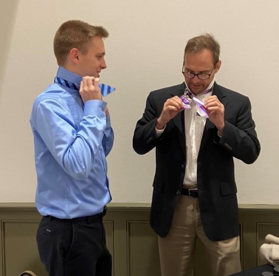 Hunter and Dr. Mathner Learning Bowties