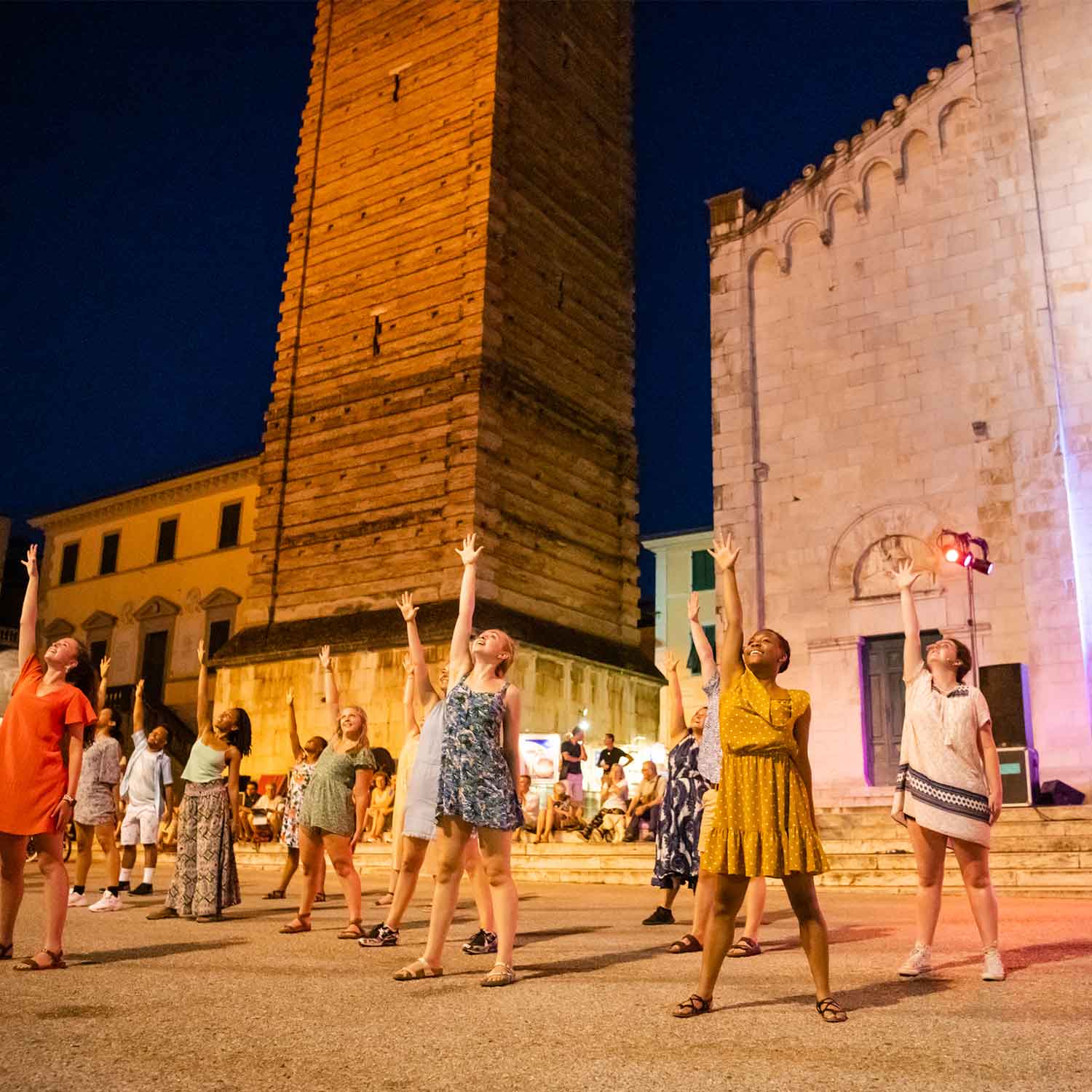 Mama Mia being performed in the streets of Italy 