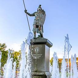 Trojan Statue and fountain on TROY's campus.