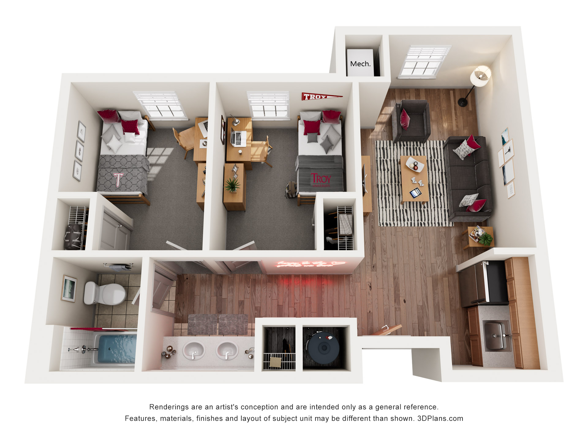 Trojan Village two bedroom floorplan