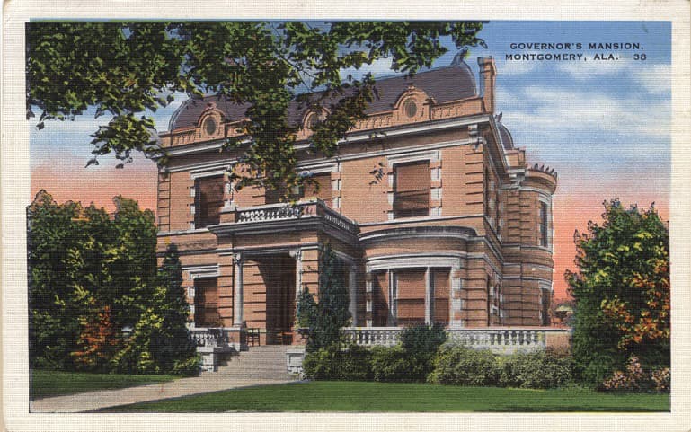 Color print of the first Governor's Mansion in Montgomery, Alabama.