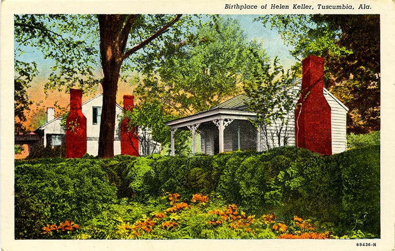 Color print of Ivy Green, the birthplace of Helen Keller, in Tuscumbia, Alabama.
