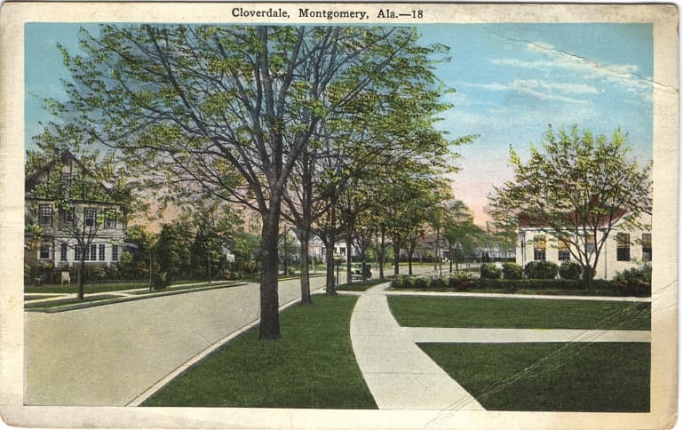 Color print of the Cloverdale residential area of Montgomery, Alabama.