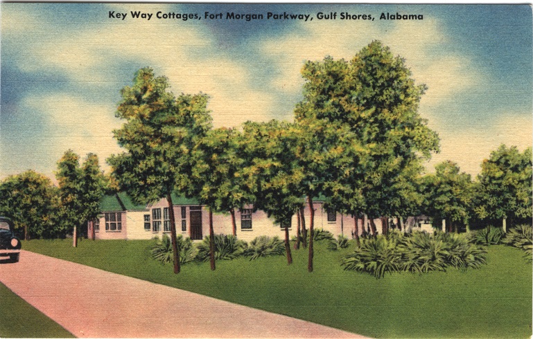 Color print of two cottages in Gulf Shores, Alabama.