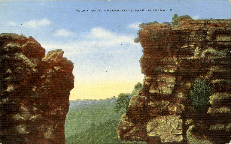 Color print of Pulpit Rock at Cheaha State Park near Delta, Alabama.