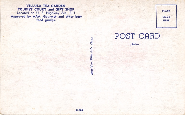 Postcard Back - Villula Tea Garden, Seale