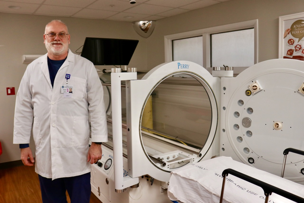 Troy Alumnus, Shannon Godsave, is the first nurse practitioner to be certified to oversee hyperbaric chamber treatment. 