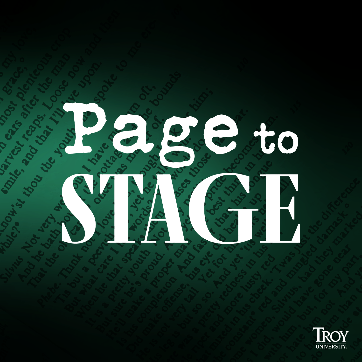 Green background of a play script with Page to Stage title